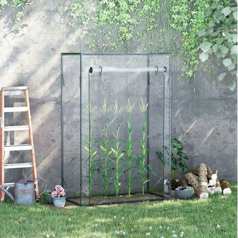 Invernadero 100x50x150 cm transparente de plástico con puerta enrollable (1/5)