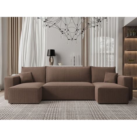 Wohnlandschaft Sofa mit Schlaffunktion ADARA in Stoff Poso Braun