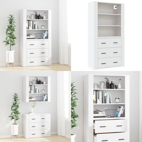 Aparador alto madera contrachapada blanco - Mueble de pared - Almacenamiento en pared
