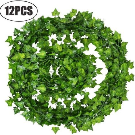 12pcs2m Lierre Plante Artificielle Exterieur Feuillage Artificiel Feuille Guirlande Décoration pour Mariage Balcon Cuisine Jardin (1/4)