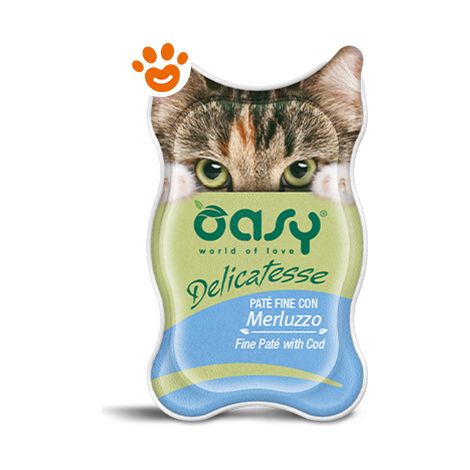 Oasy Cat Delicatesse Paté con Merluzzo - Oasy Cat Delicatesse Paté con Merluzzo - Vaschetta Da 85 Gr