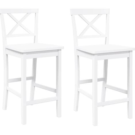 Maison Exclusive - Barhocker 2 Stk. Weiß Massivholz Gummibaum