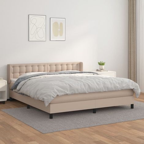 Boxspringbett Matratze Cappuccino-Braun 160x200 cm Kunstleder (1/5)