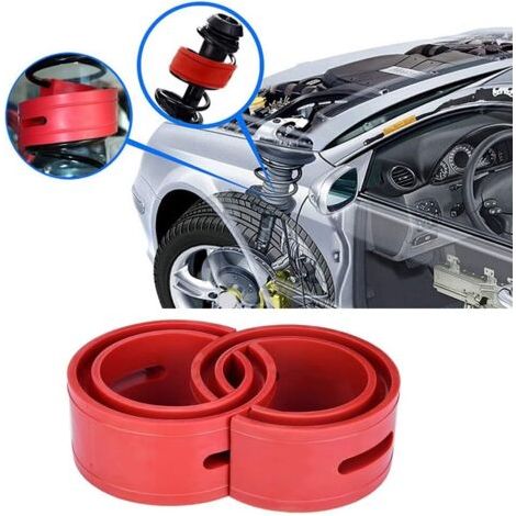 Amortisseur Tampon de Ressort 2Pc Universel de Voiture Coussin de Butoir Rouge de Voiture Amortisseur Ressort de Type de Pare-chocs(E)- (1/4)