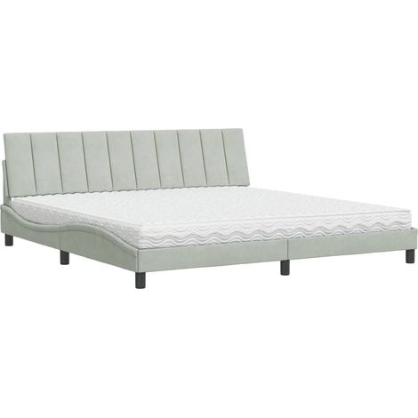 Maison Exclusive - Bett mit Matratze "Hanko" Hellgrau 200x200 cm (1/5)