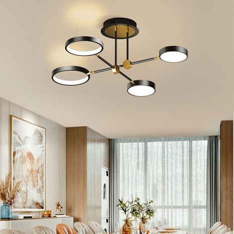 Lustre moderne à 4 têtes avec télécommande, plafonnier LED 48 W à intensité variable, suspension LED, 3 températures de couleur, 75 cm (1/5)