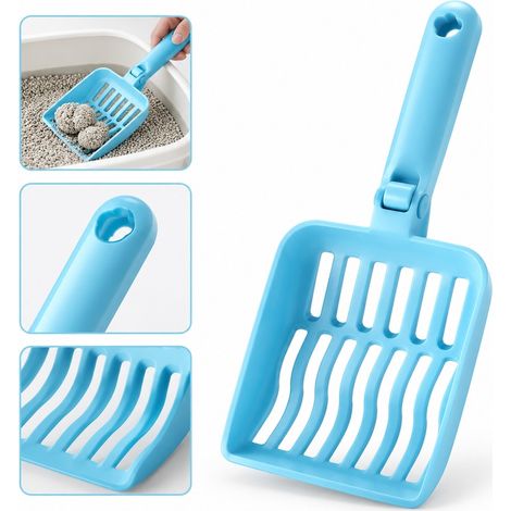 5 Pièces Pelle à Litière pour Chat Bleu en PP, Dimensions 23.5×10 cm, Pelle Nettoyante pour Bac à Litière Féline (1/5)