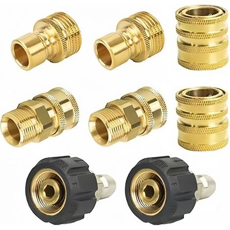 Set mit 8 Schnellkupplungsadaptern aus Messing 3/8" M22-14 – Außen-/Innengewinde für Hochdruckreiniger