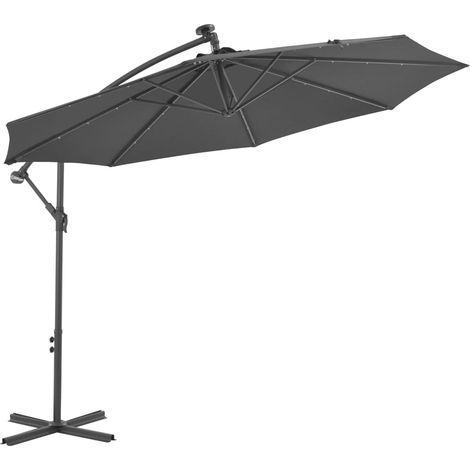 vidaXL Cantilever Garden Parasol with LED Lights and Steel Pole 300 cm Anthracite (1/5)