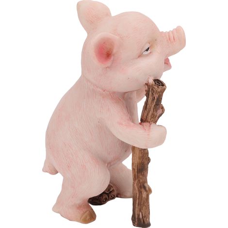 Statue de cochon en résine texturée, ornement mignon et raffiné pour étagère, bureau, fenêtre ou terrasse. (1/5)