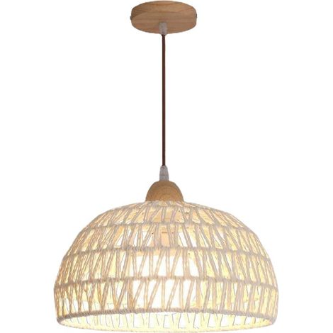 Lustre Suspension Simple Rattan Lighting Suspension Moderne Bambou Demi-cercle Wicker Chandelier - Salle de bains Cuisine Café Chambre Bar - Lumière blanche - 23CM (1/5)