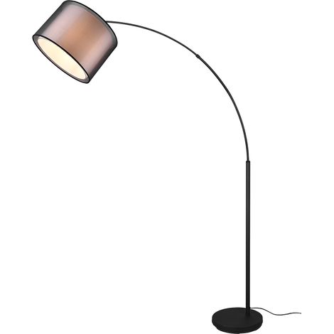 Lampadaire 1xe27 max 10w abat jour organza fume metal noir mat - trio - burton 60767115 60767115 60767115 60767115 60767115 60767115 (1/5)