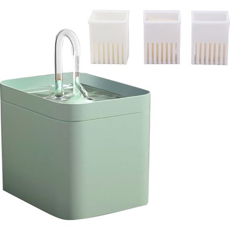 Fontana per gatti verde da 1,5 litri - Pompa silenziosa - Filtri inclusi - Dispenser automatico USB - Anti-secco per cani (1/5)