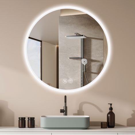 Specchio bagno LED rotondo 70 cm antiappannamento, 3 temperature, dimmer DESVIAE (1/5)