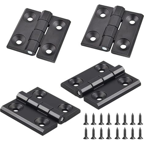 4 Stück Schrankscharniere, schwarze Aluminiumscharniere, kugelgelagertes Stoßscharnier, flache Klappscharnierlöcher, Außenscharnier aus Edelstahl, für Klapptische, Schränke, Möbel (1/5)