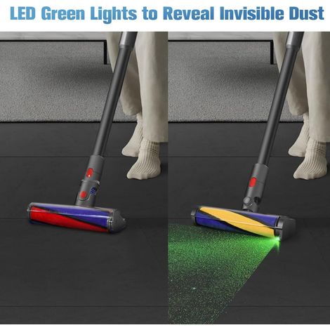 Spazzola per Dyson V10 V11 V7 V8, testina a rullo con luci LED per rivelare la polvere invisibile, adatta per la pulizia di pavimenti duri (1/4)