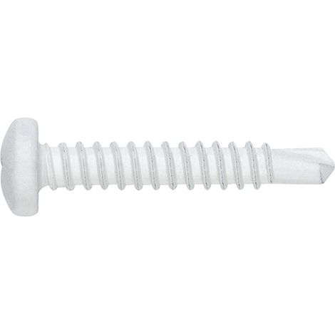 Vis autoperforante roscadas para chapa y PVC - cabeza abombada - huella PH - zincada blanca 4,8 x 25 - caja de 500