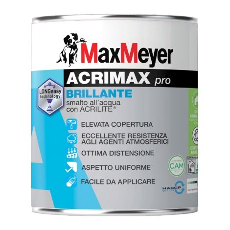 Acrimax PRO Smalto bianco Brillante all'acqua per legno e ferro 2,50 L Max Meyer (1/4)