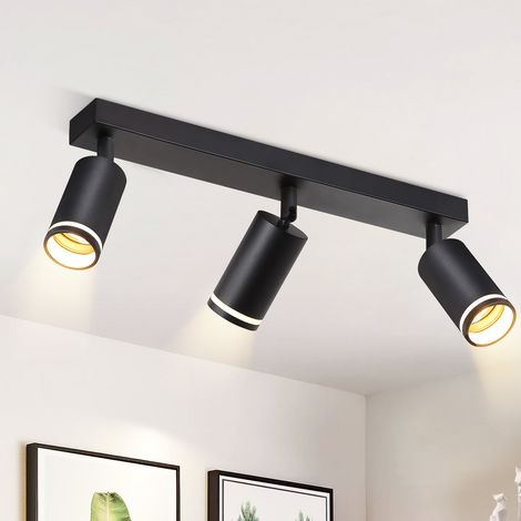 GBLY Lámpara de Techo LED: Foco de Techo Negro Focos GU10 Lámpara de Sala de Estar 4 Bombillas Cuadrada Lámpara de Techo de Metal Giratoria para Interiores Foco , Sin Bombilla