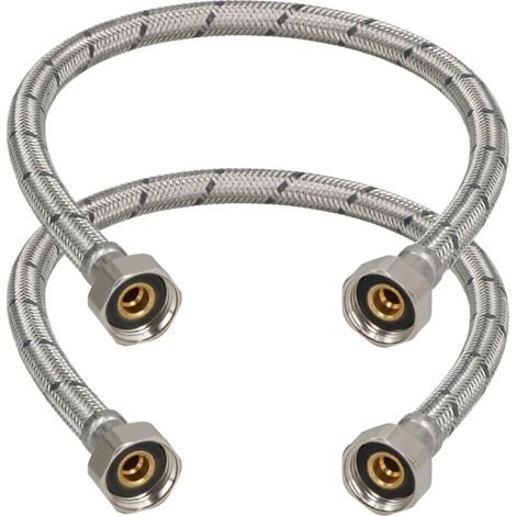 KOTARBAU® Lot de 2 Flexible Robinet 1/2"x1/2" - Tuyau Robinet 50cm - Acier Inoxydable - Rallonge Robinet Cuisine Flexible - Tuyau Robinet Cuisine Flexible - Tuyau Flexible Plomberie - Argent (1/4)