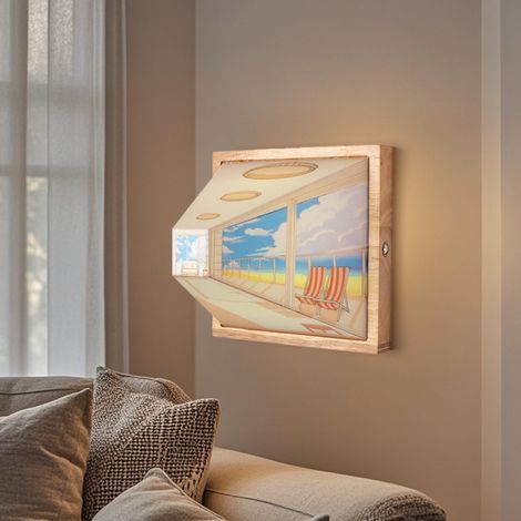 Applique murale 3D Naked Eye, lampe murale rechargeable par USB, veilleuse décorative à trois couleurs réglables, éclairage sans fil d'intérieur pour chambre, salon et bureaux (bord de mer) (1/5)