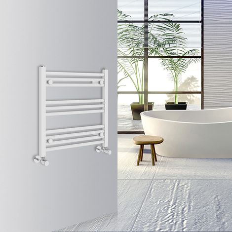 Warmehaus Straight Bathroom Heated Towel Rail Warmer Radiator Central Heating 600x600mm White