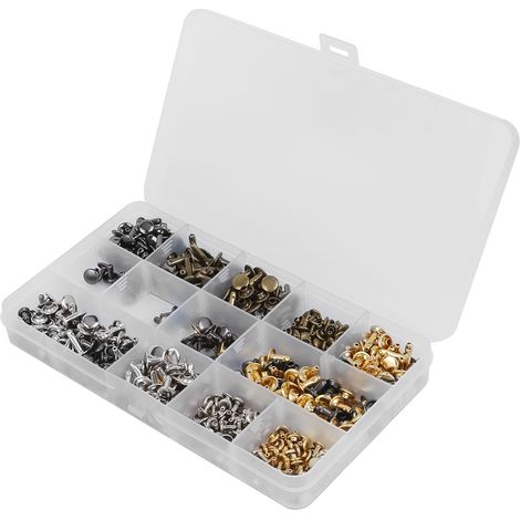 300 rivets en cuir à double tête avec pince pour la réparation de portefeuilles, ceintures, vestes, sacs et chaussures. (1/5)