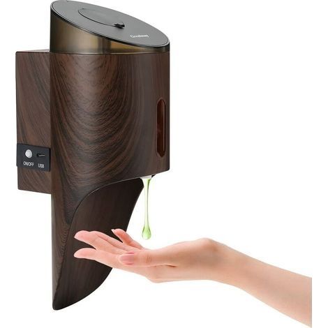 Le distributeur de savon automatique mural 700ML convient aux salles de bains, bureaux à domicile, hôpitaux, restaurants, grain de bois profond