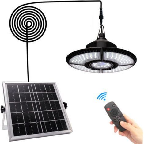 Lumière solaire d\'intérieur 6v 5w, éclairage solaire de lustre à quatre feuilles un à un 4400MAH avec télécommande, adapté pour, maison, abri de jardin, pergola, cour de jardin, garage (1/5)