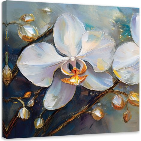 Tableau déco Orchidées Fleurs blanches 50x50 (1/5)