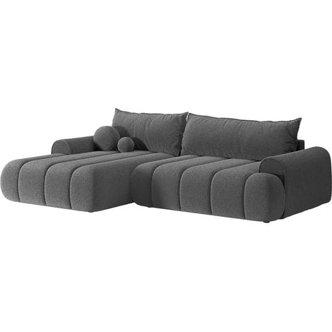 Selsey DANDELINO - Canapé d'angle convertible - en bouclette gris avec revêtement - côté gauche (1/5)
