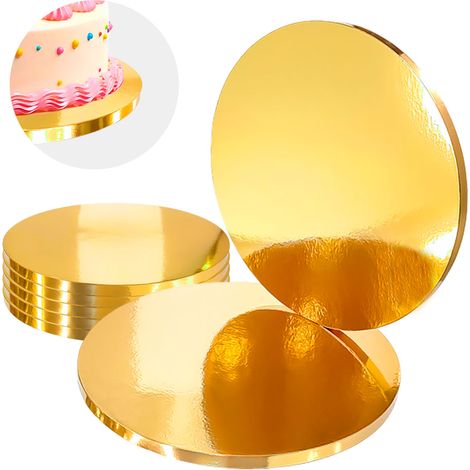 Plateau à gâteau rond doré 26 cm x 1,2 cm, lot de 5 pièces, marque Luxe Brand4Cake (1/4)
