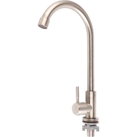 Robinet de lavabo, inox, eau froide, rotation 360°, pour vasque (1/5)