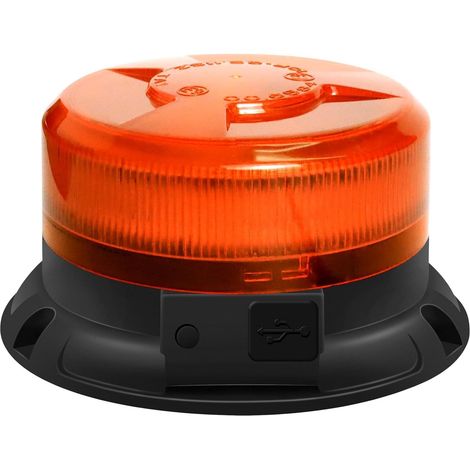 Gyrophare LED orange 12V sans fil, 24V jaune stroboscopique clignotant magnetique avec Charge USB +Chargeur pour allume-cigare pour voiture véhicule Tracteur UTV Car Bus (1/5)