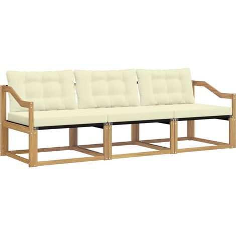Set di divani da esterno con cuscino 3 pz  Salotto da Giardino Bianco e Crema (1/5)