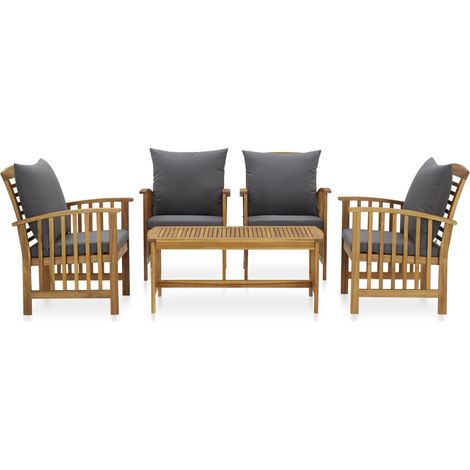 Salon de jardin 5 pcs Contemporain, Ensemble repas de jardin, avec coussins Bois d'acacia solide OIB6209E (1/5)