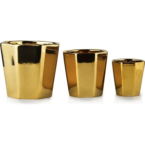 NEVA GOLD SET DA 3 VASI xL:16Xh14/L:12.5Xh12/M:8.5h9cm