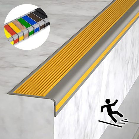1M Intérieur Extérieur Antidérapant Nez De Marche Profilé D'escalier, Nez De Marche Escalier Protection D'angles,L: 5 cm, H: 2,5 cm,orange (1/5)