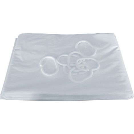 Rideau de douche H 180 L 120 cm 8 anneaux plastique blanc réf. 804120 (1/2)
