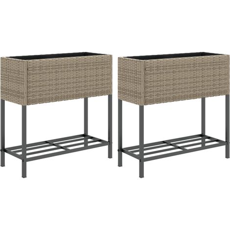 Maison Exclusive - Fioriere Giardino con Ripiani 2pz Grigie 70x28x70cm Polyrattan