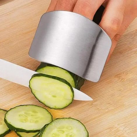 Cuisine Outil Accessoires En Acier Inoxydable Doigt Garde Sécurité Légumes Cutter Main Garde Outil Cuisine Coupe Doigt Protecteur Outil 5x6.3cm (1/4)