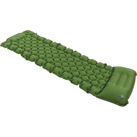 Matelas de couchage gonflable avec oreiller pour les siestes au bureau, léger et portable pour le camping, les tentes de voiture et les courtes siestes, vert olive. (1/5)