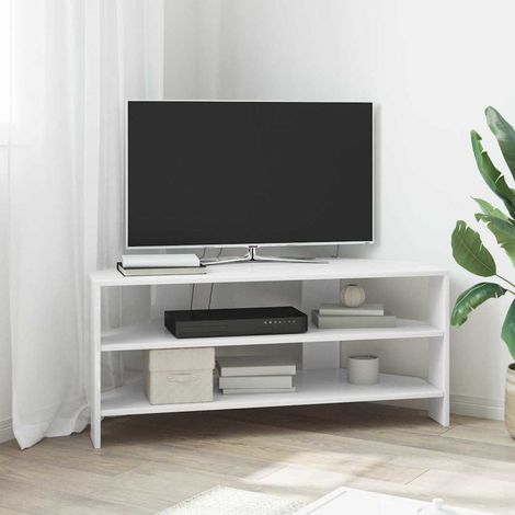 vidaXL MobileTVAngolare Bianco ad Alto Lucido 102x40,5x45cm (1/5)