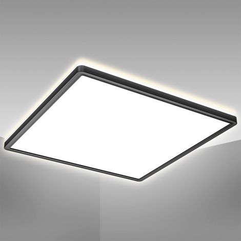 Panneau LED à lumière indirecte, plat, couleur de lumière blanc neutre, dalle led, plafond, plafonnier led, lustre salon et cuisine et chambre, 42x42x2,9cm, noir (1/5)