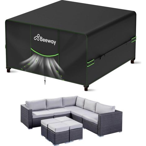 Gartenmöbel Abdeckung 250x250x92cm wasserdicht 420D Oxford UV-Schutz Schwarz (1/5)