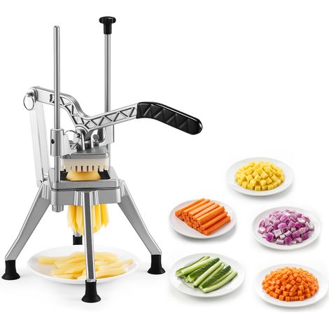 VEVOR Coupe Frites Manuel Professionnel, Coupe Legumes en Batonnets Multifonction, pour Pomme de Terre Cuisine Restaurant, Grille 6 mm en Acier Inoxydable, Poignee Ergonomique et Pieds Antiderapants