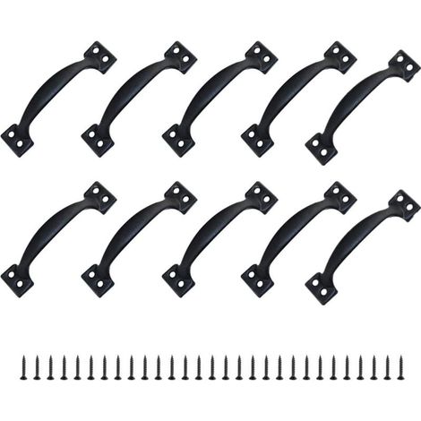 [NIEMALS VERWENDET] 2x Türgriff Möbelgriff 100mm Retro Möbelgriff mit Schrauben für Gartenhäuser Holztore Küchenschränke - Schwarz (1/4)