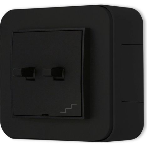 Interruptor doble para escaleras, fabricado en EE. UU., de superficie redondeada, Mini, negro mate. (1/5)