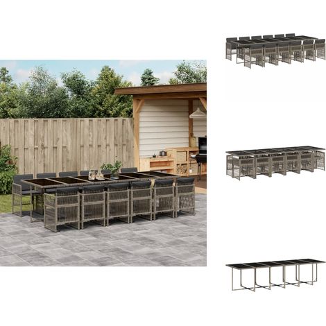 Ensemble à manger de jardin coussins 13 pcs gris résine tressée - Ensemble De Salle À Manger De Jardin - Ensembles De Salle À Manger De Jardin - Ensemble De Salle À Manger D'extérieur - Ensemble De Sa (1/5)