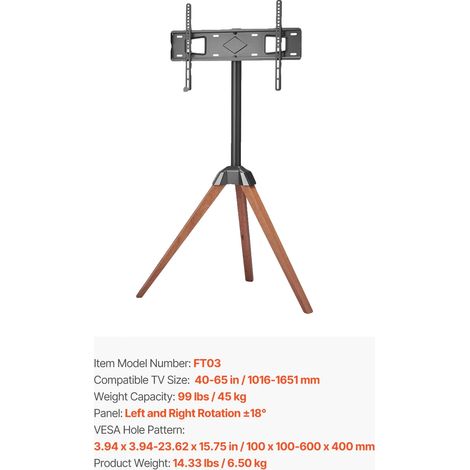 Soporte para TV, altura regulable, móvil con ruedas, trípode. (1/2)